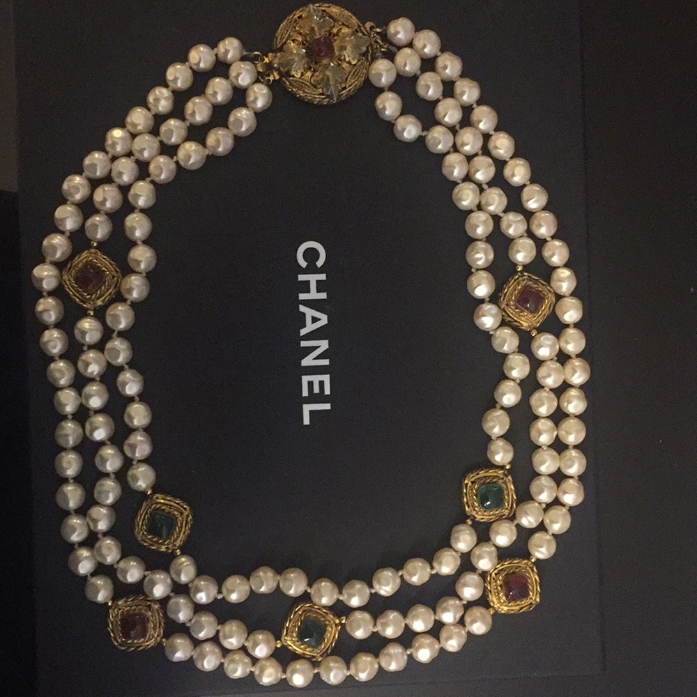 Chanel Multi Strand Gripoix Pearl Necklace